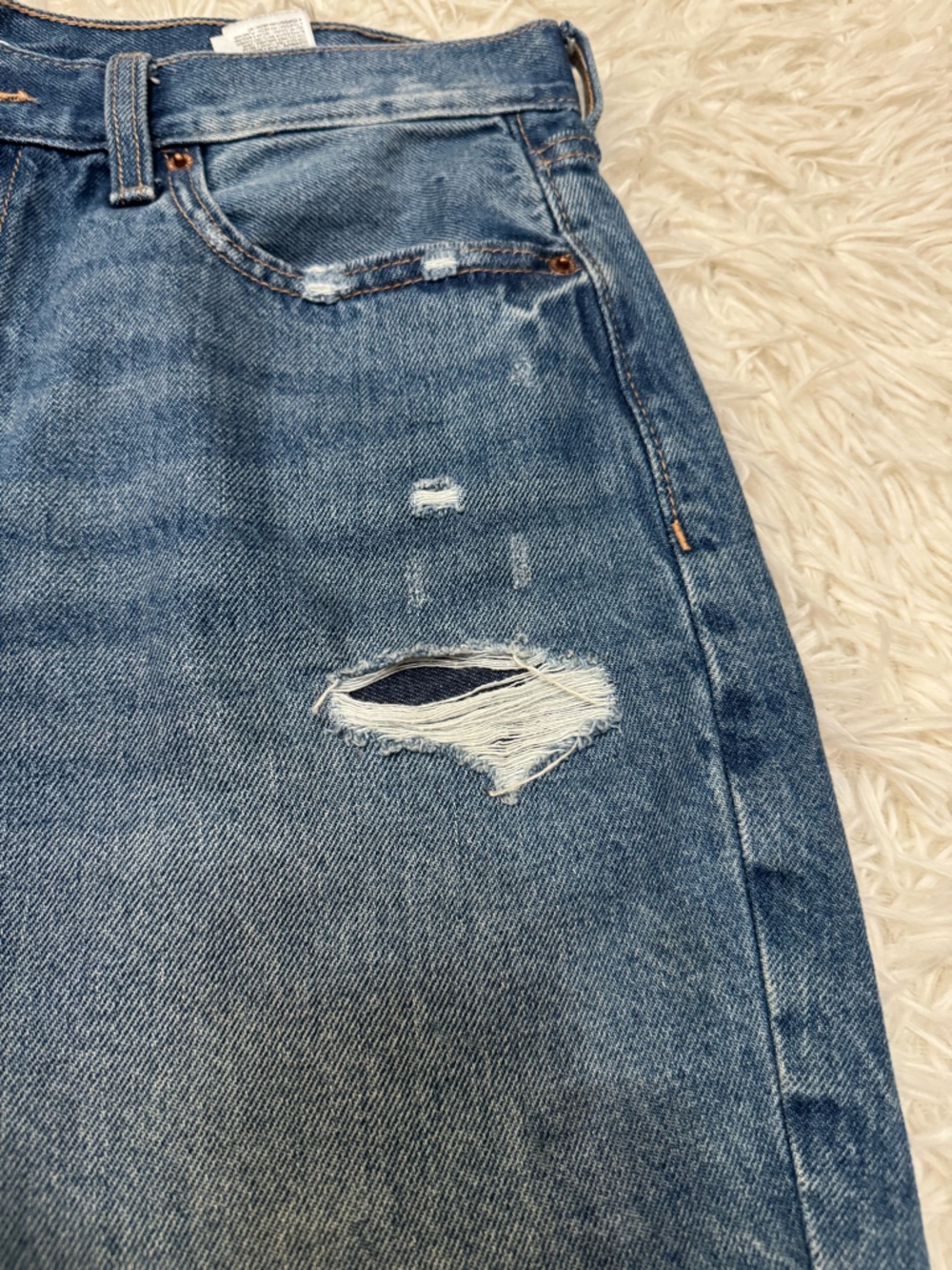 Old Navy Dark Blue Distressed Jean Shorts - Picture 4 of 6